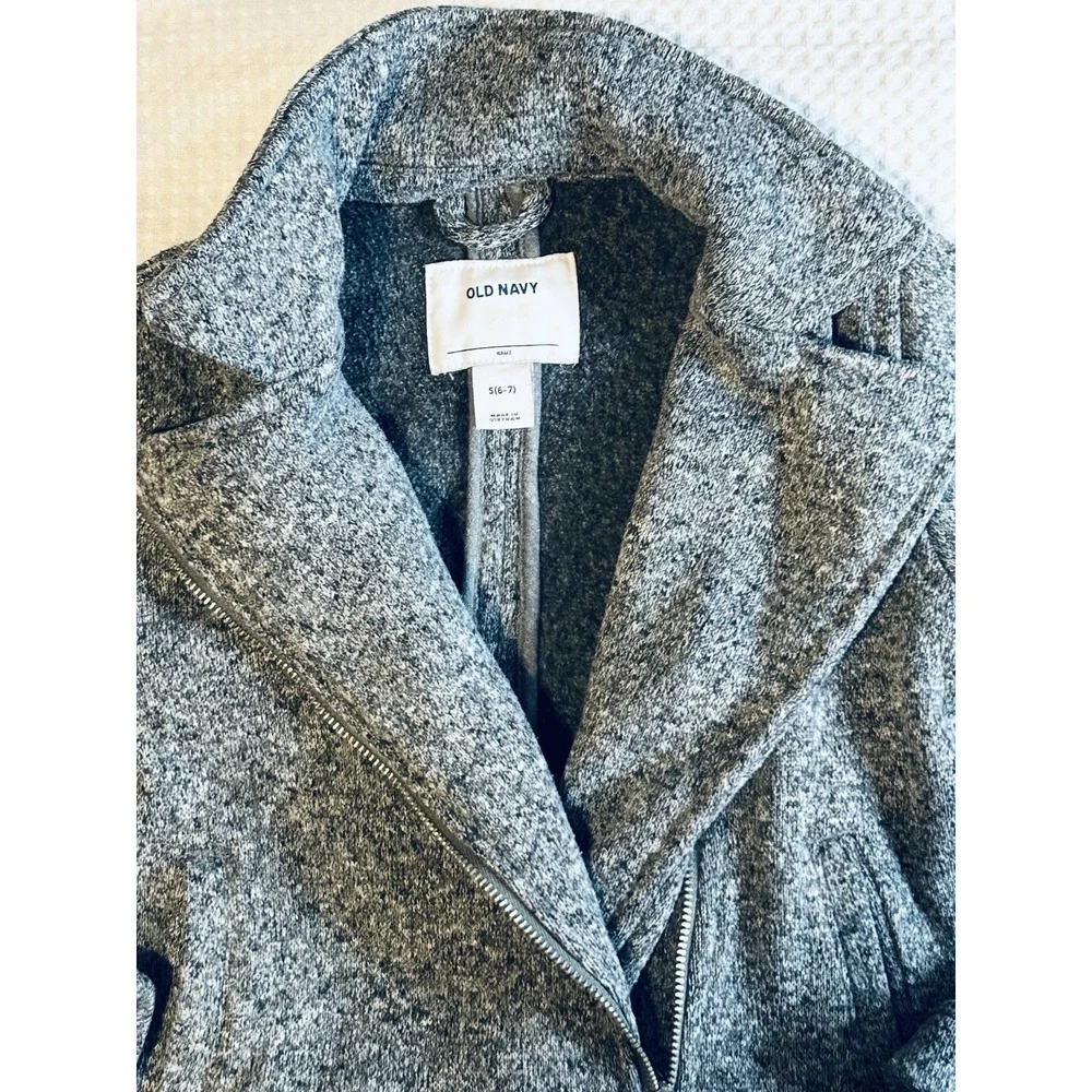 Old Navy Youth Girls Size Small (6/7)Jacket Asymmetrical Zip Heather Gray Fleece